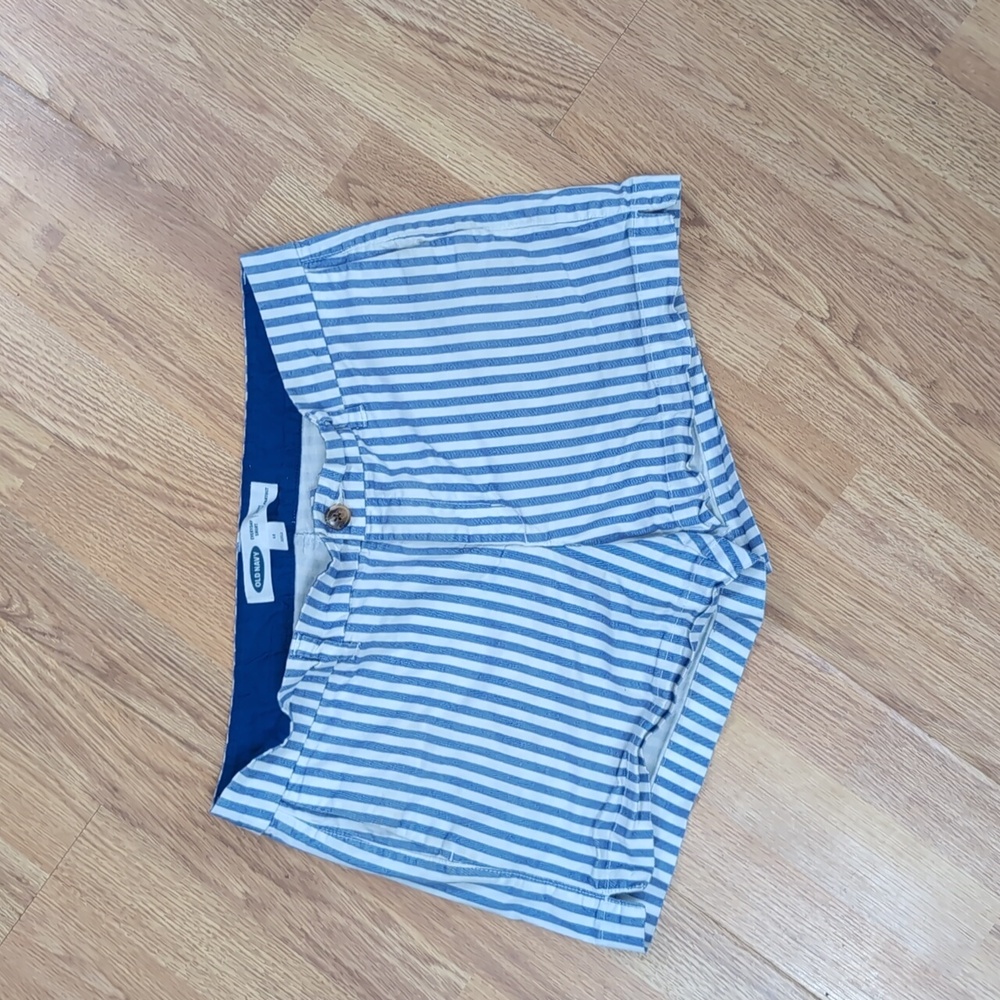 Old Navy Navy & White Striped High-Waist Women's Shorts